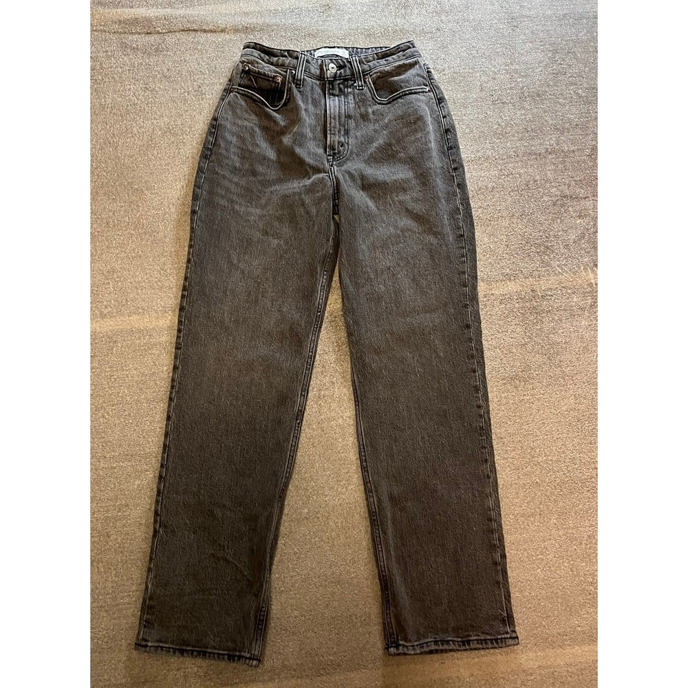 Abercrombie & Fitch Curve Love The Vintage Straight High Rise Jeans Washed Black